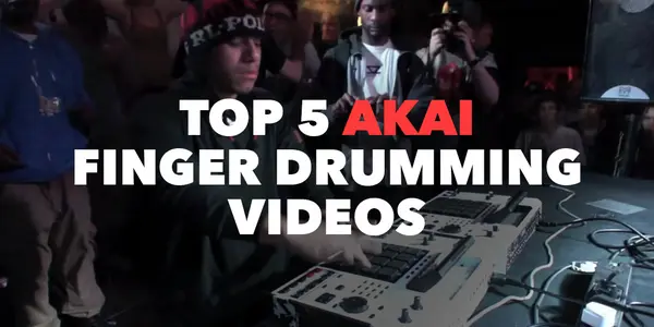 Image of a musician finger-drumming with overlayed text that reads Top 5 Akai Finger Drumming Videos